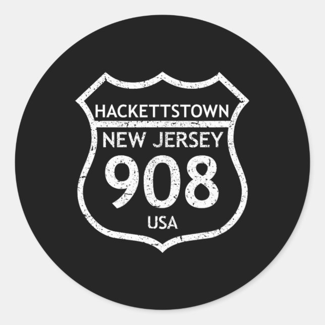 New Jersey Area Code 908 Hackettstown, Nj Home Sta Classic Round Sticker (Front)