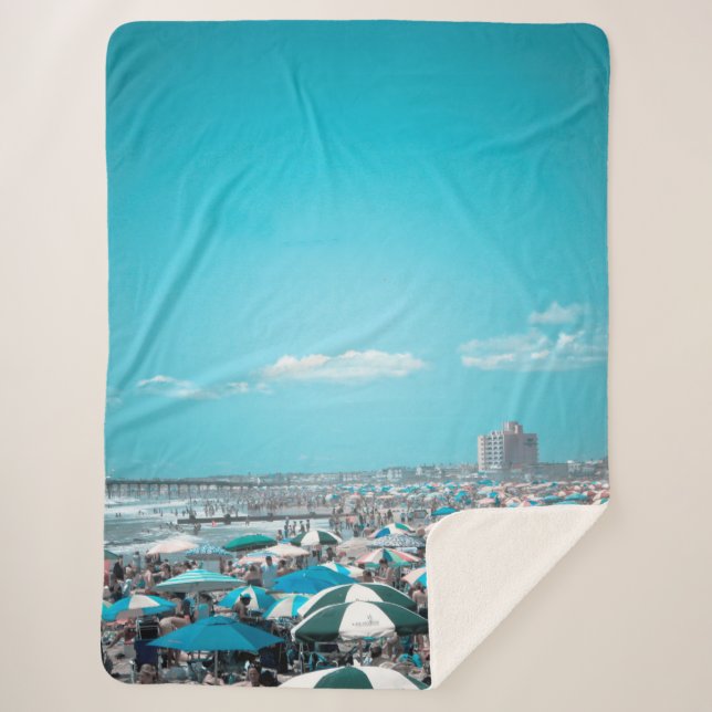 New Jersey Beach Art Sherpa Blanket (Front)