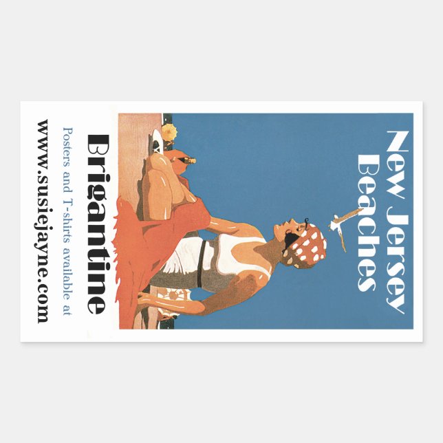 New Jersey Beaches ~ Brigantine Rectangular Sticker (Front)