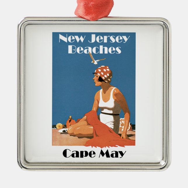 New Jersey Beaches ~ Cape May Metal Tree Decoration (Front)