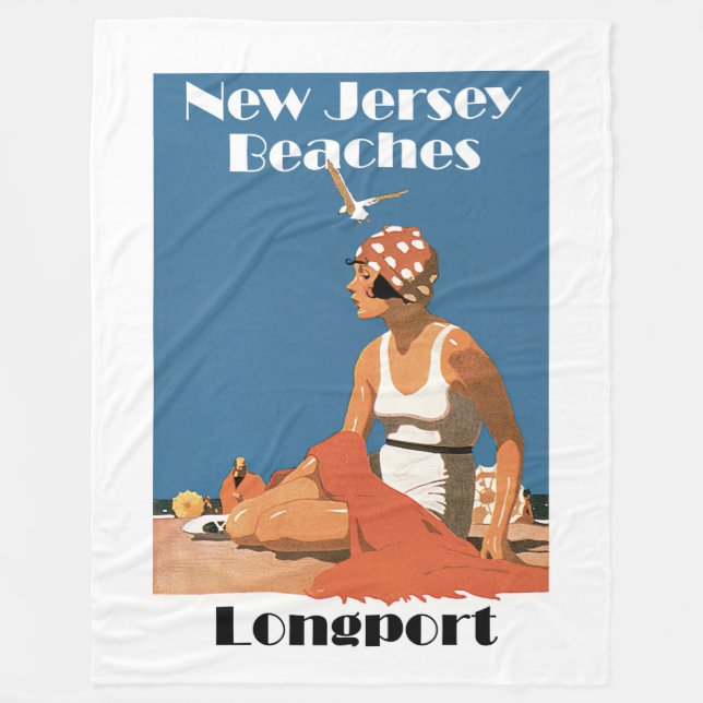 New Jersey Beaches ~ Longport Fleece Blanket (Front)