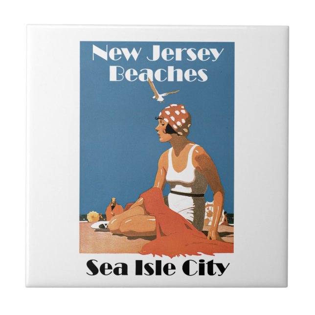 New Jersey Beaches ~Sea Isle City Ceramic Tile (Front)
