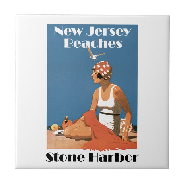 New Jersey Beaches ~ Stone Harbour Ceramic Tile (Front)