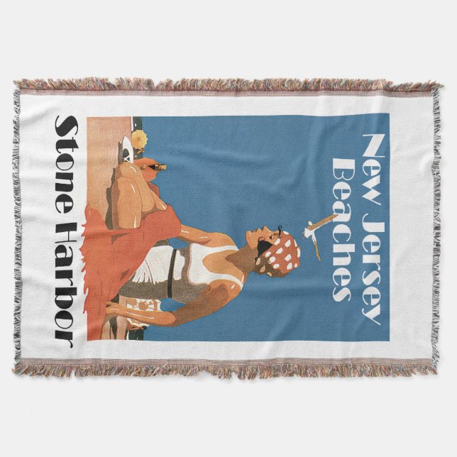 New Jersey Beaches ~ Stone Harbour Throw Blanket (Front)