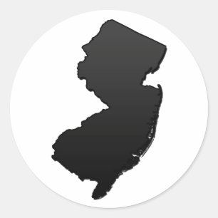 New Jersey Black Outline Classic Round Sticker