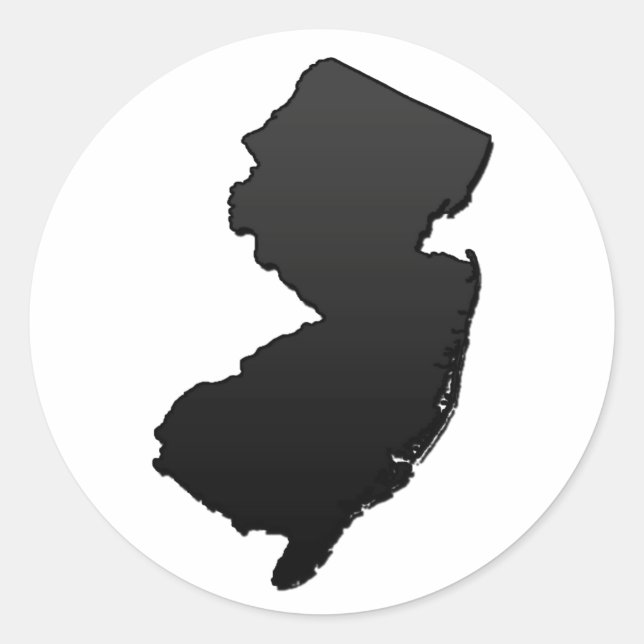 New Jersey Black Outline Classic Round Sticker (Front)