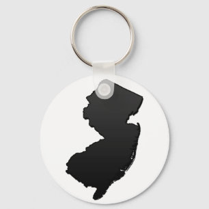 New Jersey Black Outline Key Ring