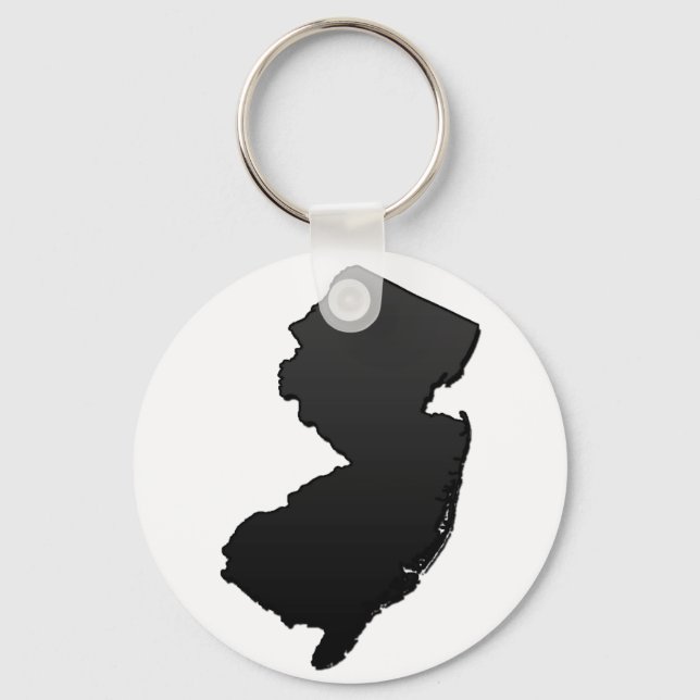 New Jersey Black Outline Key Ring (Front)