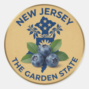 New Jersey Blueberry Emblem Classic Round Sticker