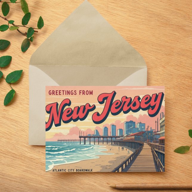 New Jersey Boardwalk Nostalgia Print Holiday Postcard (Creator Uploaded)