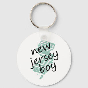 New Jersey Boy on Child's New Jersey Map Drawing Key Ring