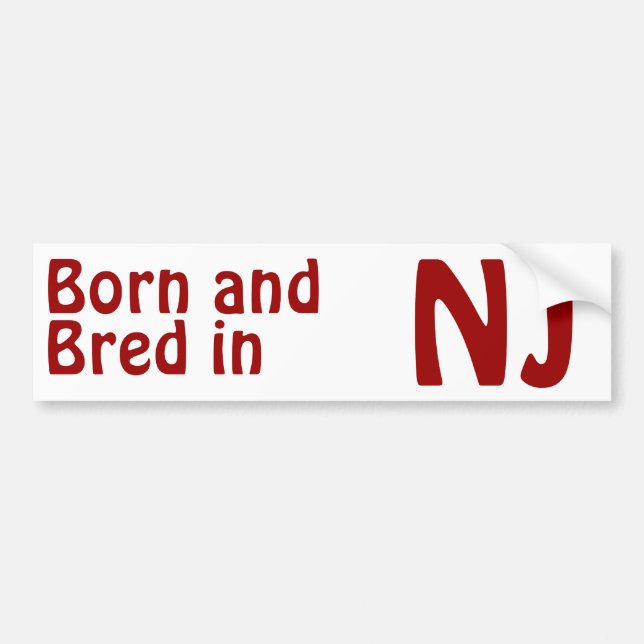 New Jersey Bred (Bumper) Sticker (Front)