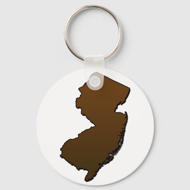New Jersey Brown Outline Key Ring (Front)