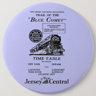 New Jersey Central Blue Comet Train 6 Cm Round Badge