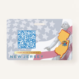 NEW JERSEY -Child ID -USA Flag Background Badge ID Badge