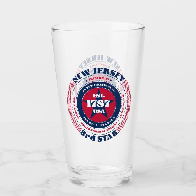 New Jersey Circular Typography Design Glass (Front)