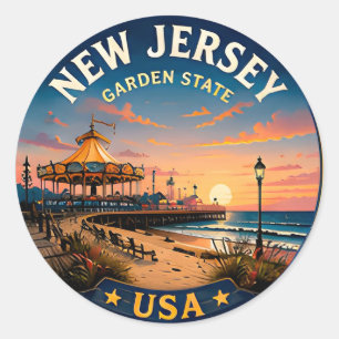 🟡 New Jersey Coastal Lighthouse Escape 🟡 Classic Round Sticker