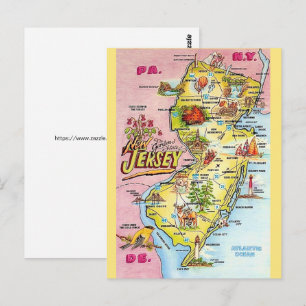 New Jersey Colourfully Illustrated Postcard