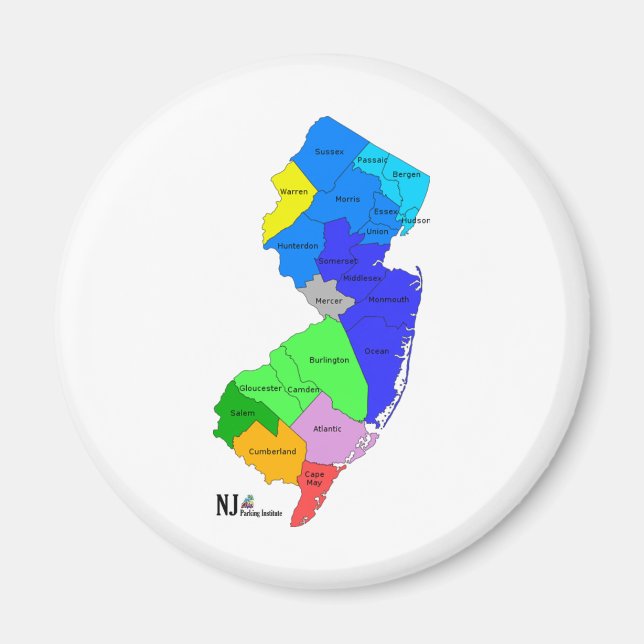 New Jersey Counties in Colour Magnet (Front)