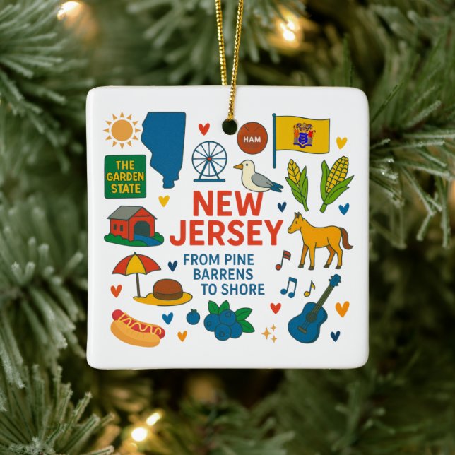 New Jersey Custom Family Trip Christmas Ceramic Ornament (Tree)