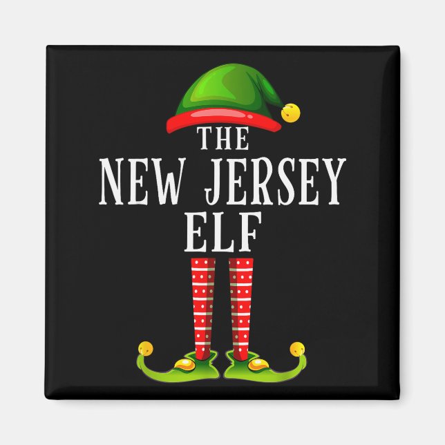 New Jersey Elf Christmas Matching Family Group Pjs Magnet (Front)