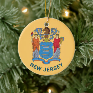 New Jersey Flag Ceramic Ornament