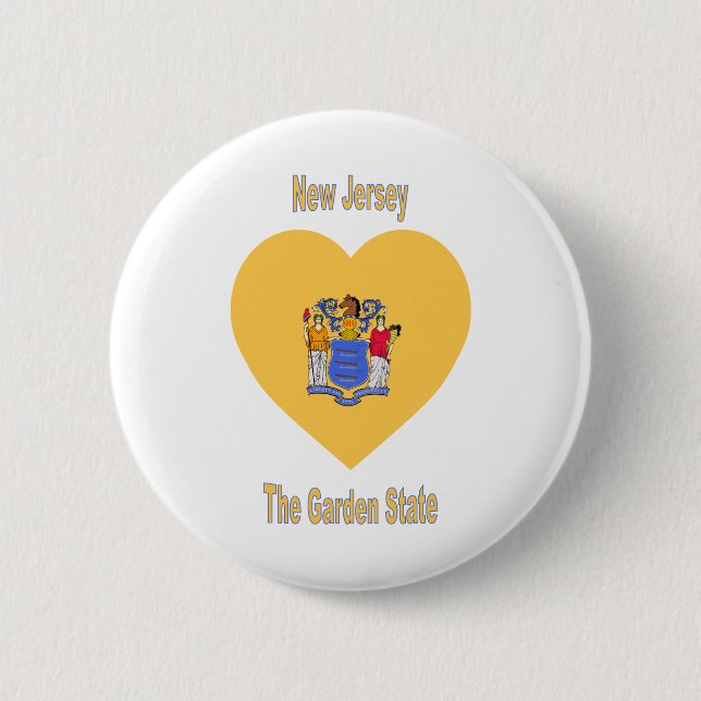 New Jersey Flag Heart 6 Cm Round Badge (Front)