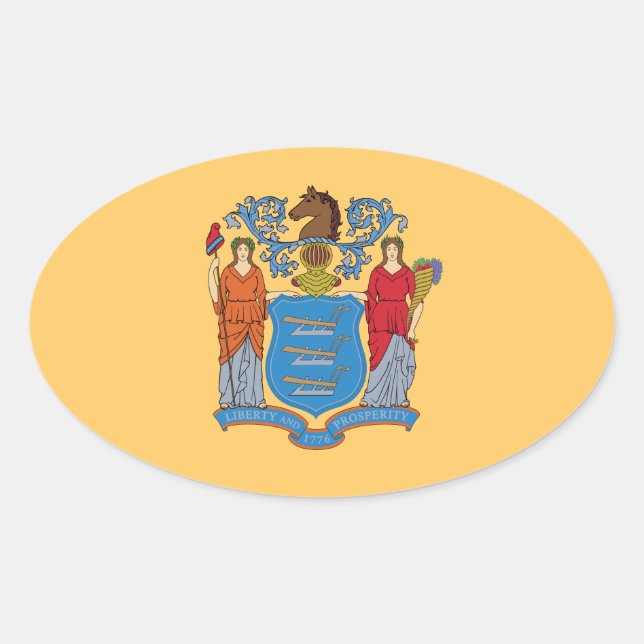 New Jersey flag Oval Sticker (Front)