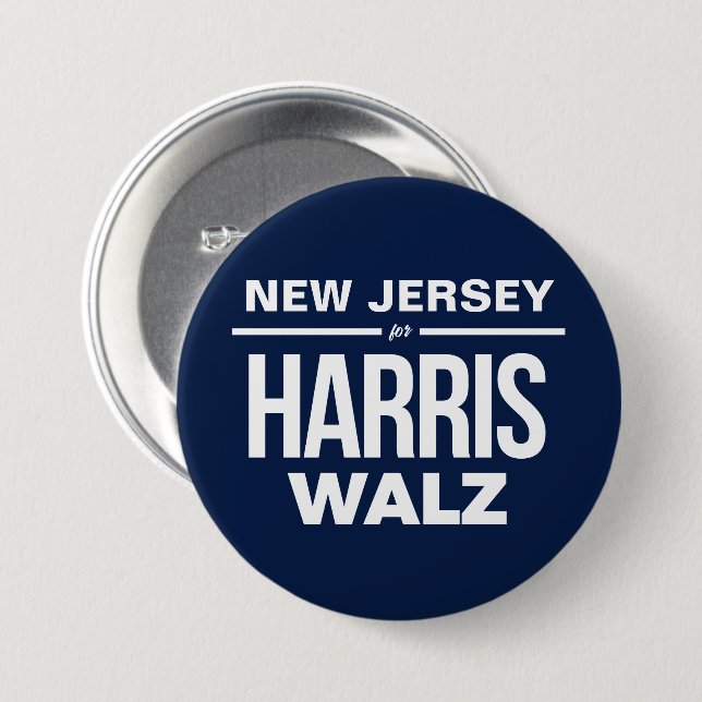 New Jersey for Harris Walz 7.5 Cm Round Badge (Front & Back)