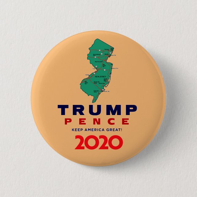 New Jersey for Trump Pence 2020 6 Cm Round Badge (Front)