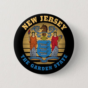 NEW JERSEY GARDEN STATE FLAG 6 CM ROUND BADGE