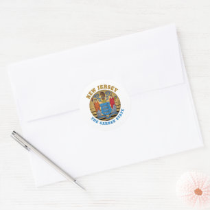 NEW JERSEY GARDEN STATE FLAG CLASSIC ROUND STICKER