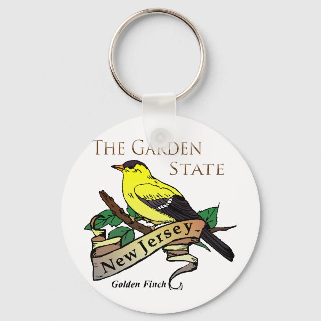 New Jersey Garden State Golden Finch Key Ring (Front)