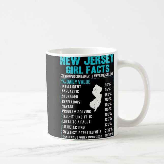 New Jersey Girl Facts Funny Birthday Gift Born In  Coffee Mug (Right)