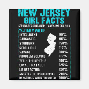 New Jersey Girl Facts Funny Birthday Gift Born In  Magnet