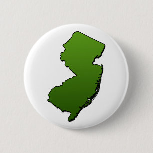 New Jersey Green Outline 6 Cm Round Badge