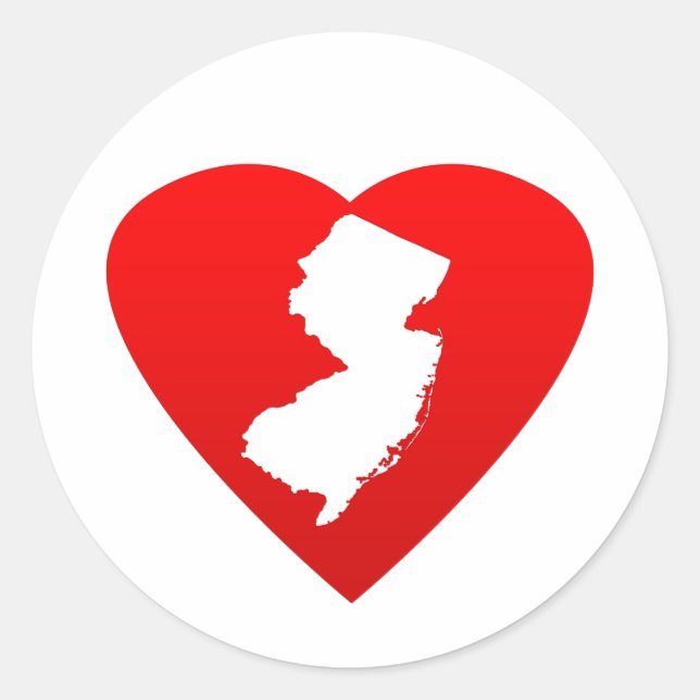 New Jersey Heart Classic Round Sticker (Front)