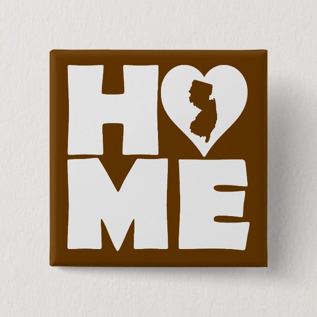 New Jersey Home Heart State Button Badge Pin (Front)