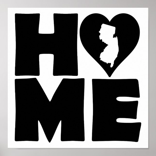 New Jersey Home Heart State Poster Sign (Front)