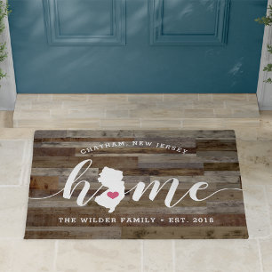 New Jersey Home State Personalised Wood Look Doormat