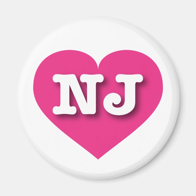 New Jersey Hot Pink Heart - I love NJ Magnet (Front)