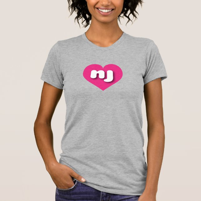 New Jersey hot pink heart - I love nj T-Shirt (Front)