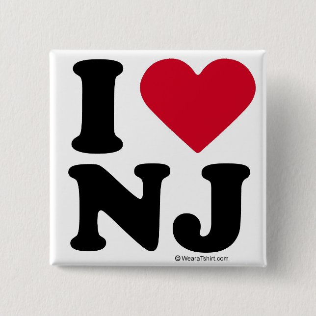 NEW JERSEY - "I LOVE NJ" "I LOVE NEW JERSEY" 15 CM SQUARE BADGE (Front)