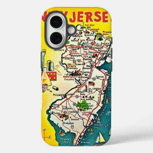 New Jersey Illustrated Map iPhone 16 Case