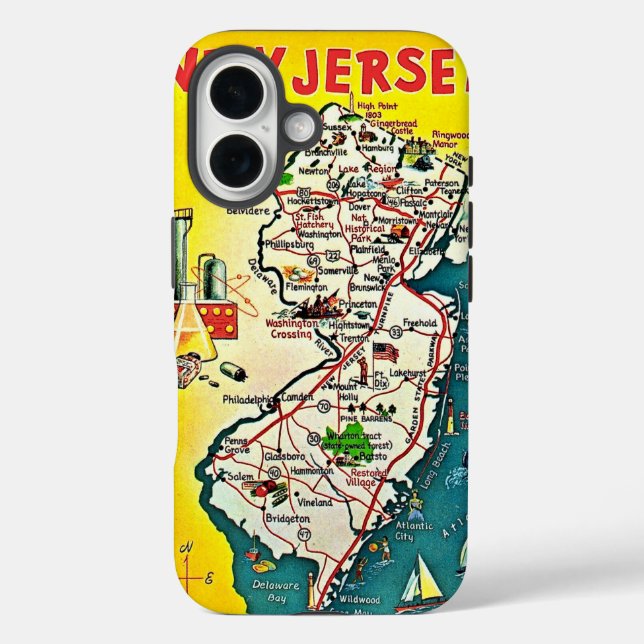 New Jersey Illustrated Map  Case-Mate iPhone Case (Back)