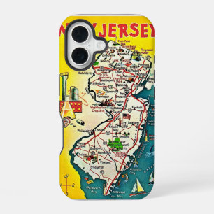 New Jersey Illustrated Map iPhone 16 Case