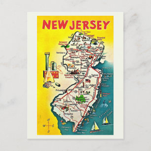 New Jersey Illustrated Vintage Postcard