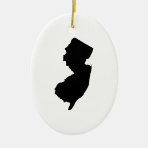New Jersey in Black and White Ceramic Ornament