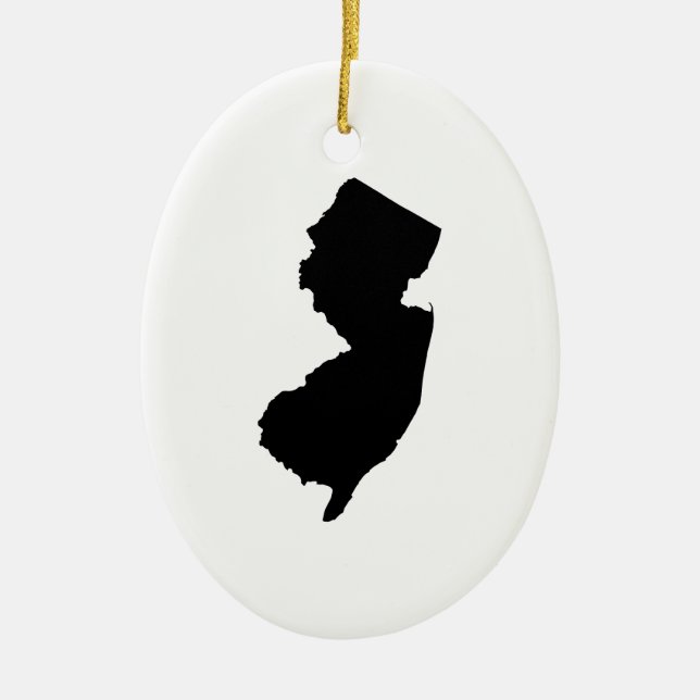 New Jersey in Black and White Ceramic Ornament (Front)