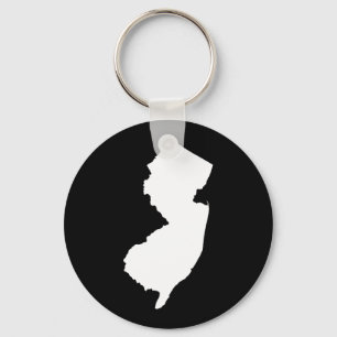 New Jersey in White and Black Key Ring